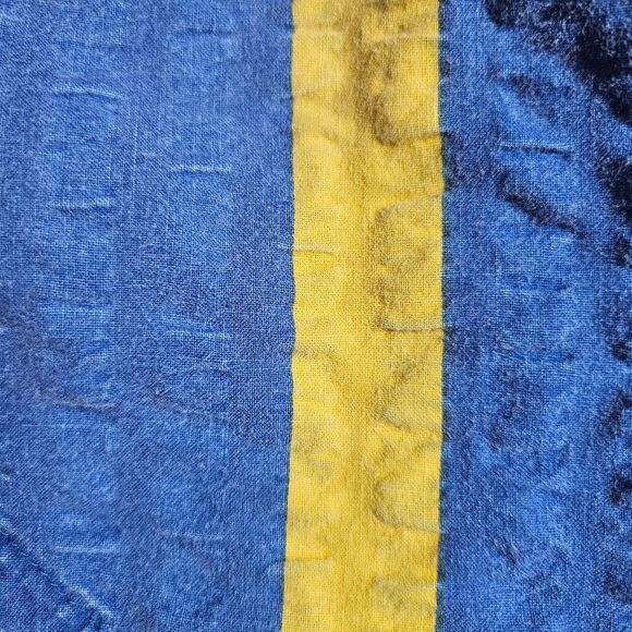 Saybury Vintage Medium Blue Stonewashed Seersucker Stiped Zip Front Robe - Picture 7 of 12